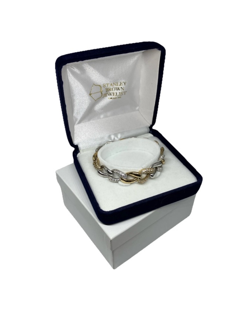 Oliver Weber Collection Pave Curve Link Gold-Plated Two-Tone Women’s Bracelet 7" - Picture 16 of 16